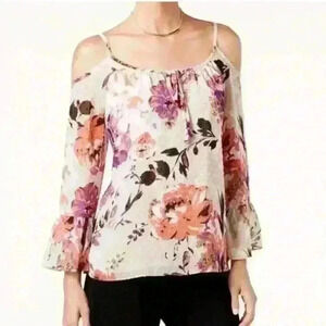 Inc International Concepts Floral Print Cold Shoulder Peasant Blouse, Sz 12; $70